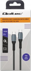 Kabel USB Qoltec USB-C - USB-C 1 m Czarno-biały (52357) 7