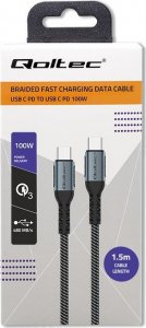 Kabel USB Qoltec USB-C - USB-C 1.5 m Czarno-biały (52358) 7