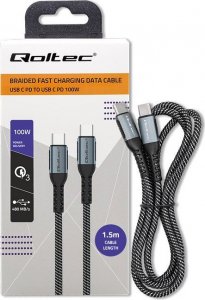 Kabel USB Qoltec USB-C - USB-C 1.5 m Czarno-biały (52358) 8