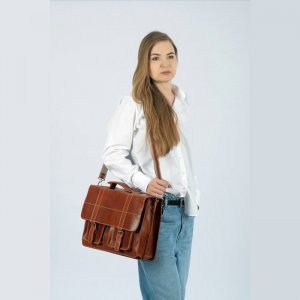 Belveder Brązowa Torba Męska do Pracy Juchtowa BR51 2