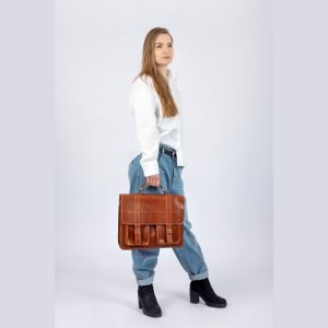 Belveder Brązowa Torba Męska do Pracy Juchtowa BR51 8