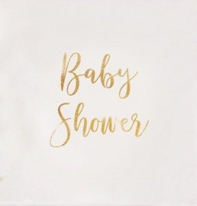 SERWETKI ze złotym napisem Baby Shower 33x33cm 20szt 1