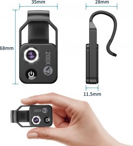 Apexel Mikroskop cyfrowy obiektyw do telefonu 200x LED 6
