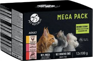 Pet Republic PetRepublic karma mokra dla kota kawałki w delikatnym sosie MIX 3 smaków 12x100g 1