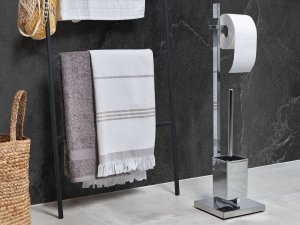 Beliani Stojak na papier i szczotkę toaletową srebrny ULAPES! 3