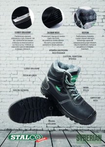 Stalco SYBERIAN S3 SRC - BEZPIECZNY OCIEPLANY TRZEWIK ROBOCZY, SKÓRA, PODNOSEK, ODBLASK 41 2