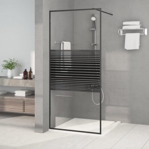 vidaXL vidaXL Ścianka prysznicowa, czarna, 90x195 cm, przezroczyste szkło ESG 1