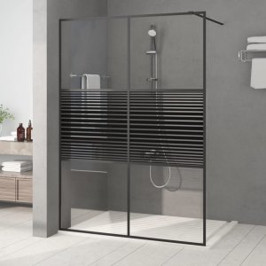 vidaXL vidaXL Ścianka prysznicowa, czarna, 140x195 cm, przejrzyste szkło ESG 1