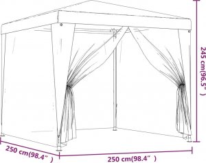 vidaXL vidaXL Namiot z 4 ścianami z siatki, niebieski, 2,5x2,5 m, HDPE 7
