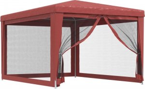 vidaXL vidaXL Namiot imprezowy z 4 ścianami z siatki, czerwony, 3x4 m, HDPE 2