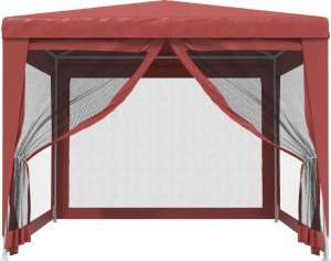 vidaXL vidaXL Namiot imprezowy z 4 ścianami z siatki, czerwony, 3x4 m, HDPE 3
