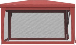 vidaXL vidaXL Namiot imprezowy z 4 ścianami z siatki, czerwony, 3x4 m, HDPE 4