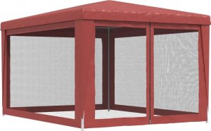 vidaXL vidaXL Namiot imprezowy z 4 ścianami z siatki, czerwony, 3x4 m, HDPE 5
