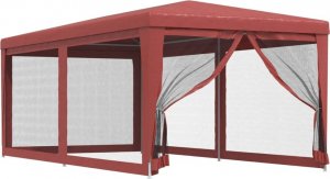 vidaXL vidaXL Namiot imprezowy z 6 ścianami z siatki, czerwony, 3x6 m, HDPE 2