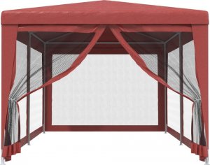 vidaXL vidaXL Namiot imprezowy z 6 ścianami z siatki, czerwony, 3x6 m, HDPE 3