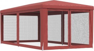 vidaXL vidaXL Namiot imprezowy z 6 ścianami z siatki, czerwony, 3x6 m, HDPE 5
