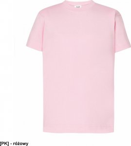 JHK T-shirt JHK TSRK 190 - dziecięca/młodzieżowa z krótkim rękawem wzmocniony lycrą ściągacz, 100% bawełna, 190g - różowy. 12-14 1