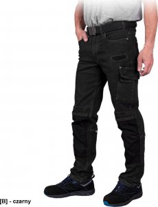 R.E.I.S. JEANS303-T - spodnie ochronne do pasa, 7 kieszeni, odblaski - czarny - rozmiary 58 1