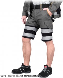 R.E.I.S. PROM-TS - Spodnie ochronne do pasa z krótkimi nogawkami PROM - stalowo-czarno-pomarańczowy 2XL 1