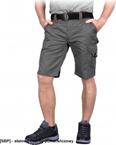 R.E.I.S. PROX-TS - spodnie ochronne do pasa z krótkimi nogawkami PROX, guzik, zamek, 4 kieszenie, odblaski, 65% - stalowo-czarno-pomarańczowy 2XL 1