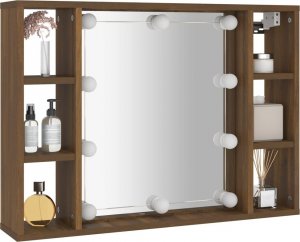vidaXL vidaXL Szafka z lustrem i LED, brązowy dąb, 76x15x55 cm 6