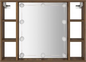 vidaXL vidaXL Szafka z lustrem i LED, brązowy dąb, 76x15x55 cm 7