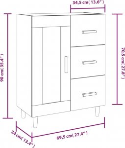 vidaXL Komoda, przydymiony dąb, 69,5x34x90 cm 10