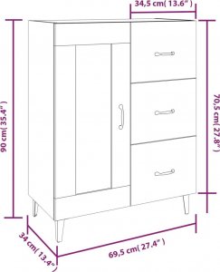 vidaXL vidaXL Komoda, dąb sonoma, 69,5x34x90 cm, materiał drewnopochodny 10