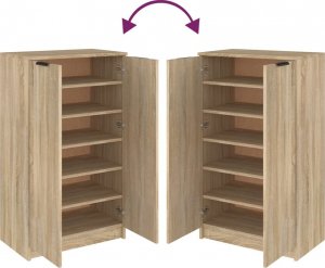 vidaXL vidaXL Szafka na buty, dąb sonoma, 59x35x100cm,materiał drewnopochodny 8