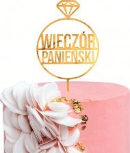 GoDan Dekoracja akrylowa na tort Wieczór Panieński, złota, 10x18 cm one size 2