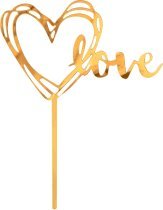 GoDan Dekoracja akrylowa na tort Love, złota, 13x10 cm one size 1