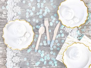 PartyDeco Sztućce drewniane - jasny niebieski 16 cm one size 5