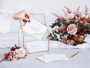 PartyDeco Szklane pudełko na koperty, złoty, 13x21x21cm one size 2