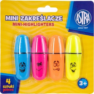 Astra Zakreślacze Mini 4 szt blister 2