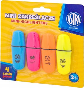 Astra Zakreślacze Mini 4 szt blister 3