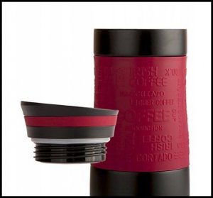 Edel Hoff KUBEK TERMICZNY 380ML TERMOS CZARNY MAT CZERWONY 4