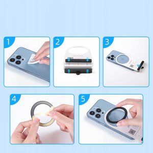 Podstawka Joyroom Joyroom zestaw metalowych pierścieni magnetycznych do smartfona 2 szt. różowy (JR-Mag-M3) 6