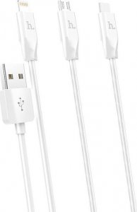 Kabel USB Hoco USB-A - USB-C + microUSB + Lightning Biały (6957531032069) 1