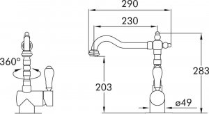 Bateria kuchenna Blue Water Sycylia stojąca mosiądz (BW-5901730610802) 2