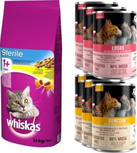 Whiskas WHISKAS Sterile 14kg - sucha karma dla kotów po sterylizacji z kurczakiem + Pet Republic steril 6x400g 1