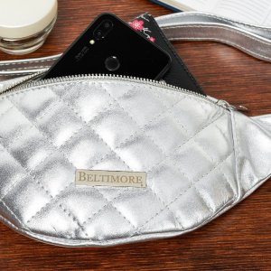 Beltimore Srebrna saszetka nerka pikowana skóra naturalna Beltimore F22 NoSize 4