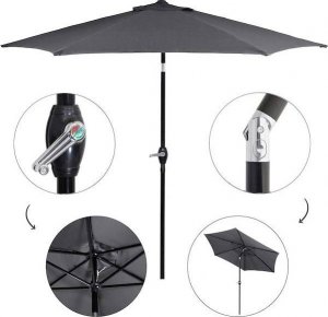 Springos Parasol ogrodowy składany 260 cm  grafitowy 3