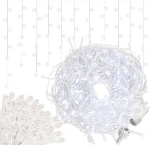 Springos Kurtyna świetlna 1000 led girlanda, lampki wewnętrzno-zewnętrzne sople zimny biały z flash UNIWERSALNY 16