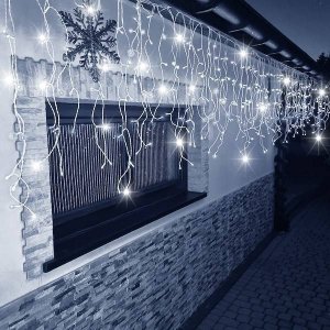 Springos Kurtyna świetlna 1000 led girlanda, lampki wewnętrzno-zewnętrzne sople zimny biały z flash UNIWERSALNY 5