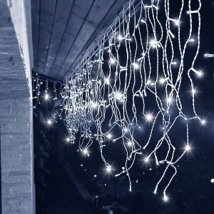 Springos Kurtyna świetlna 1000 led girlanda, lampki wewnętrzno-zewnętrzne sople zimny biały z flash UNIWERSALNY 8