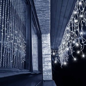 Springos Kurtyna świetlna 1000 led girlanda, lampki wewnętrzno-zewnętrzne sople zimny biały z flash UNIWERSALNY 9
