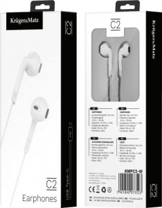 Słuchawki Kruger&Matz Słuchawki douszne z mikrofonem na USB-C Kruger&Matz C2 białe 3