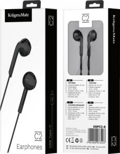 Słuchawki Kruger&Matz Słuchawki douszne z mikrofonem na USB-C Kruger&Matz C2 czarne 3