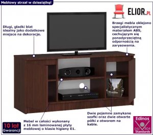 Elior Klasyczna szafka RTV z półkami wenge - Darius 3X 120 cm 2