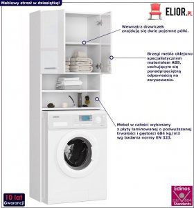 Elior Biały regał łazienkowy w połysku nad pralkę - Rikero 4X 2